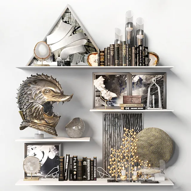 Decorative set with medieval Dragon Helmet 3DModel