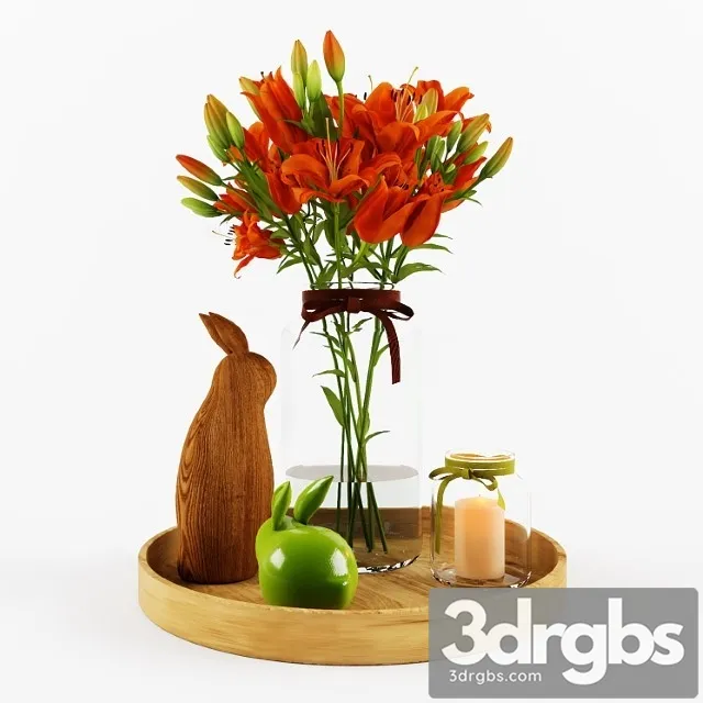 Decorative Set With Orange Lilies 3D Model Download Decorative Set With Orange Lilies 3D Model Download