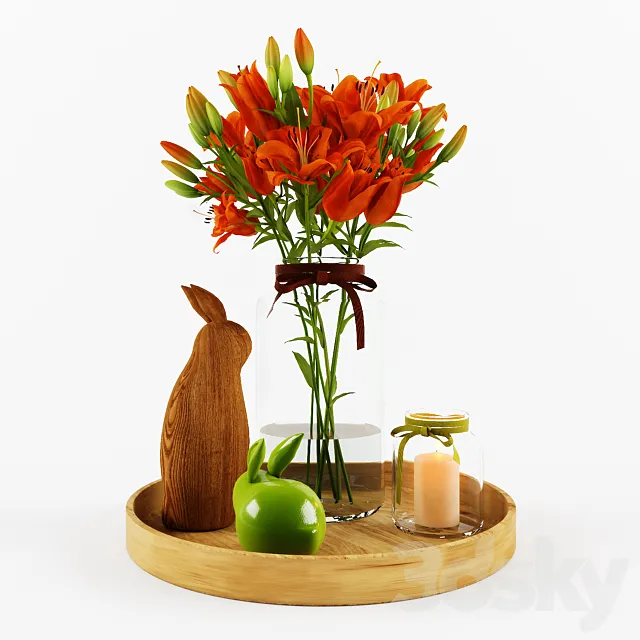 Decorative set with orange lilies 3D Model Decorative set with orange lilies 3D Model