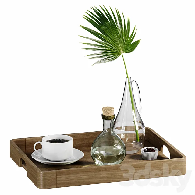 Decorative set with palm leaf 3DModel