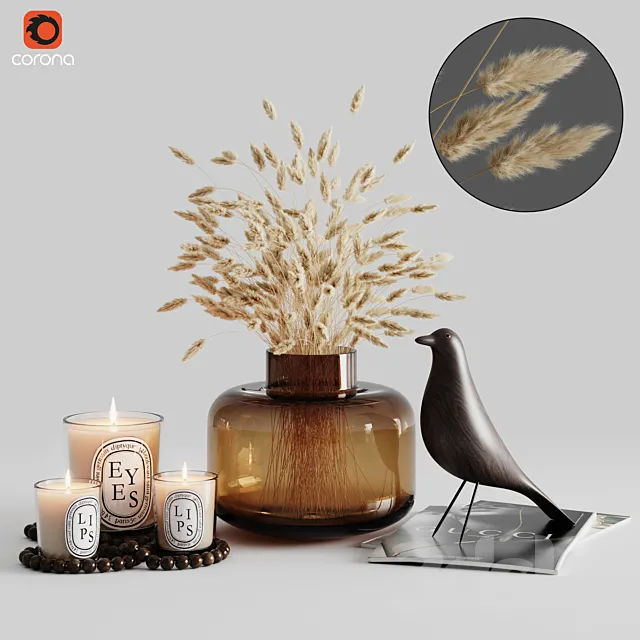 Decorative set with pampas 01 3DModel