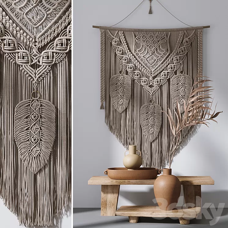 Decorative set with panels Macrame # 3 3D Model