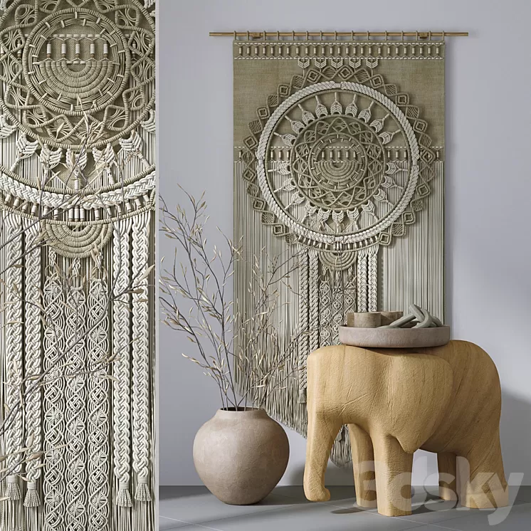 Decorative set with panels Macrame # 6 3D Model Free Download