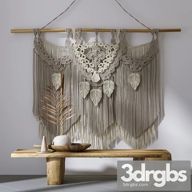 Decorative set with panels macrame