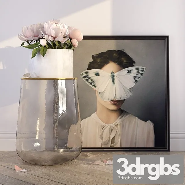 Decorative Set With Peonies_2 3D Model Download Decorative Set With Peonies_2 3D Model Download