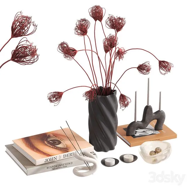 Decorative set with Pink Queen Anne’s Lace 3D Model