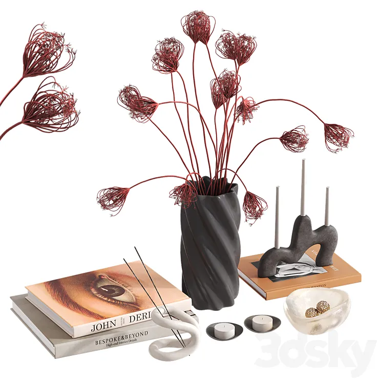 Decorative set with Pink Queen Anne's Lace 3D Model Free Download
