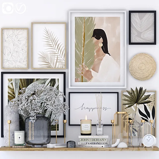 Decorative set with posters 2 3D Model