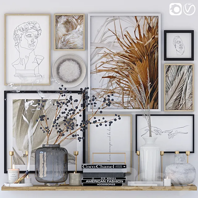 Decorative set with posters 3 3D Model