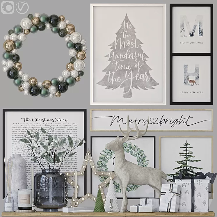 Decorative set with posters 4 3D Model