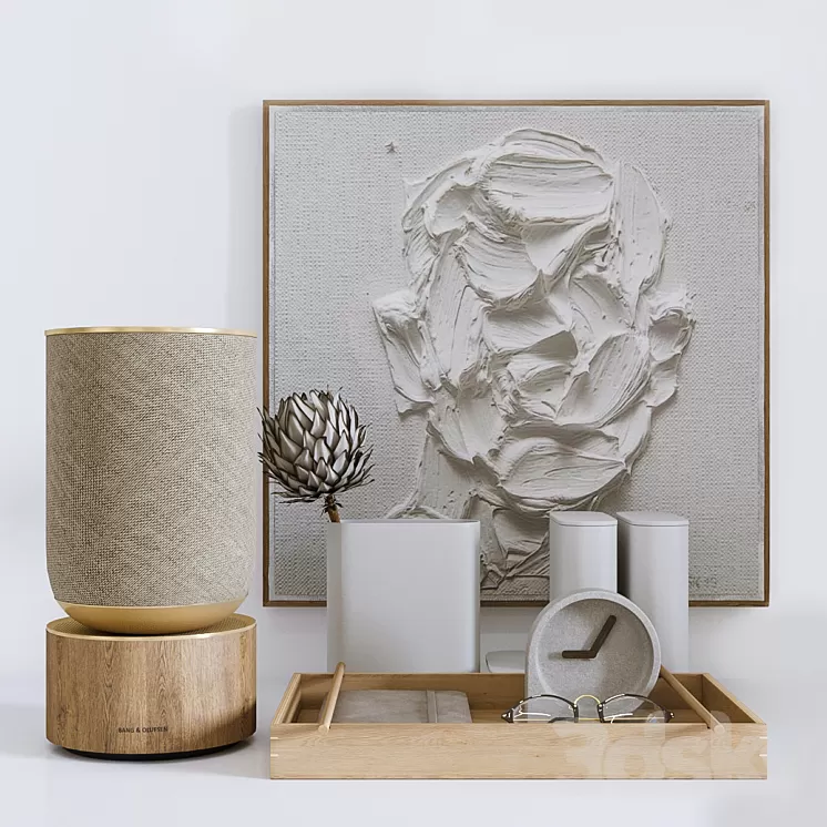 Decorative set with Protea and Plaster panel 3D Model Free Download