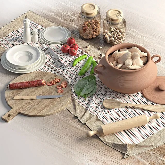 Decorative set with sausage 3D Model