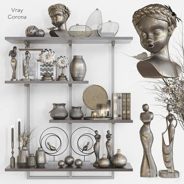 Decorative set with sculptures 3D Model