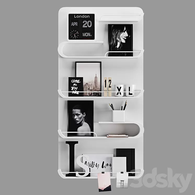 Decorative set with shelf 3D Model