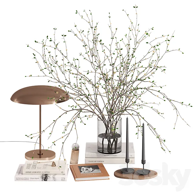 Decorative set with Solstice Ore Table Lamp 3D Model