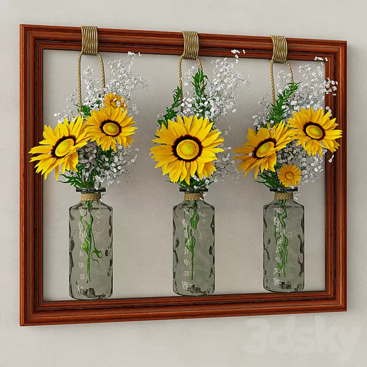 Decorative set with sunflowers 3D Model