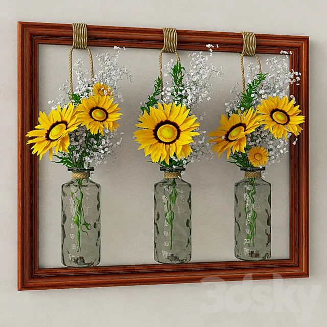 Decorative set with sunflowers 3DModel Decorative set with sunflowers 3DModel