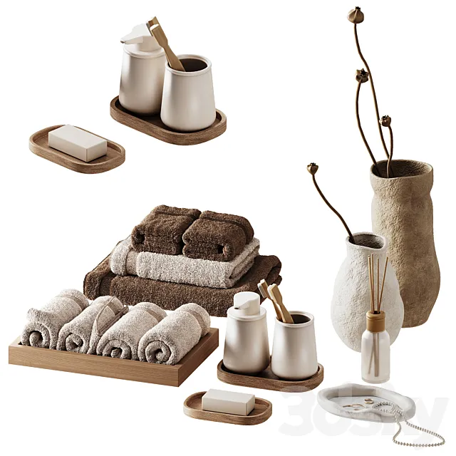 Decorative set with towels 3D Model