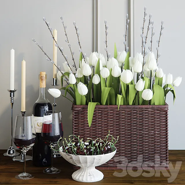 Decorative set with tulips 3D Model Decorative set with tulips 3D Model
