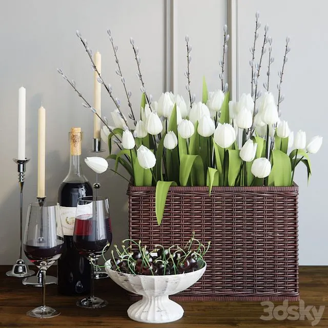 Decorative set with tulips 3D Model Decorative set with tulips 3D Model
