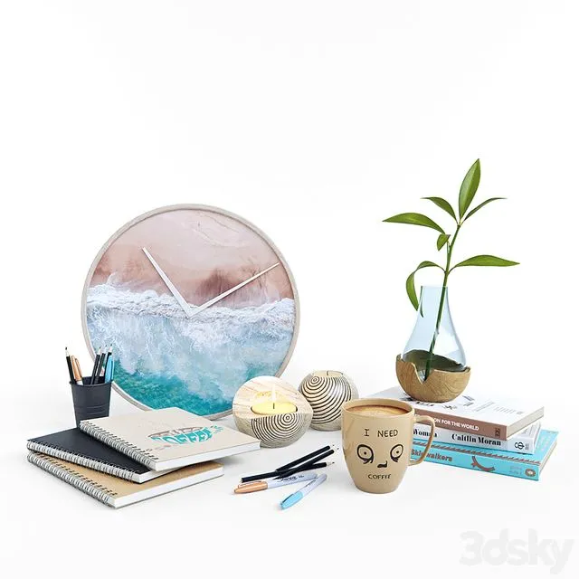 Decorative set with turquoise accents 3D Model