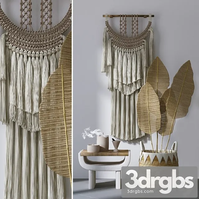 Decorative Set With Wall Hanging Macrame 4 3D Model Download Decorative Set With Wall Hanging Macrame 4 3D Model Download