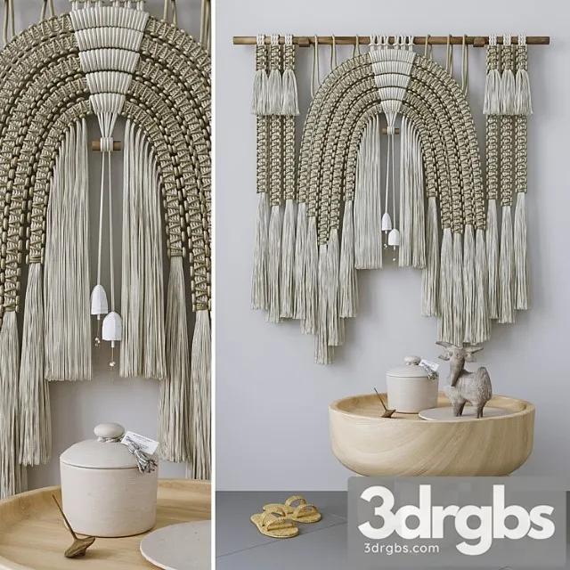 Decorative Set With Wall Hanging Macrame 5 3D Model Download Decorative Set With Wall Hanging Macrame 5 3D Model Download