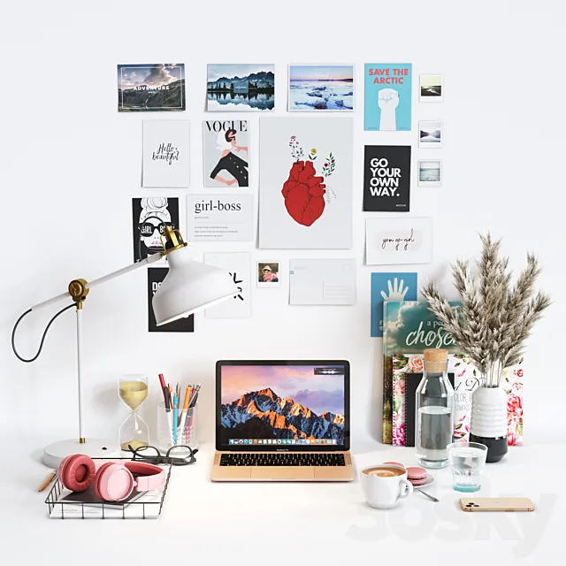 Decorative Set “Workspace for Girls” 3D Model