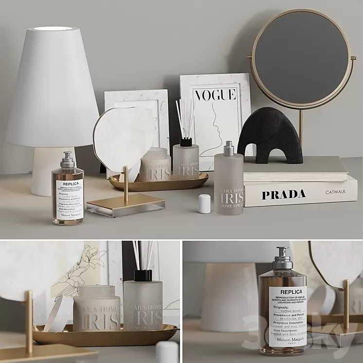 Decorative set Zara Home 3 with Table lamp 3D Model