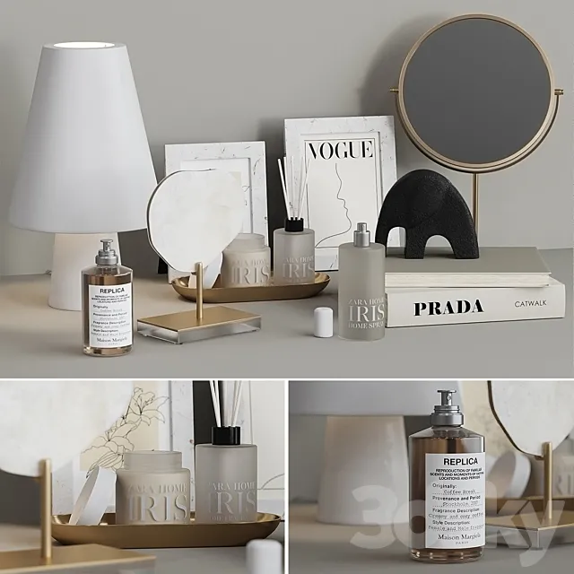 Decorative set Zara Home 3 with Table lamp 3D Model
