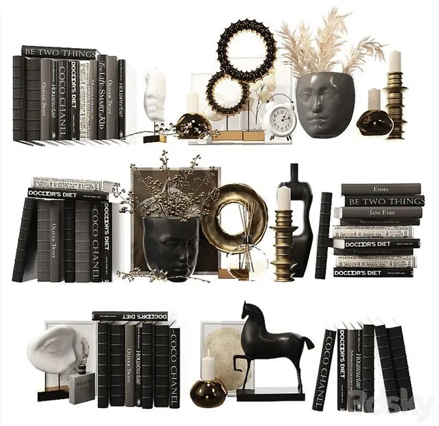 Decorative shelf filling set 6 3D Model