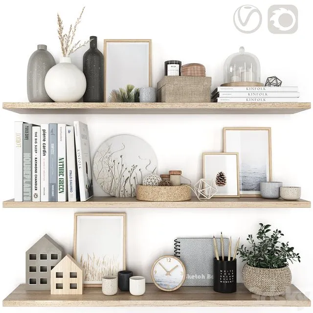 Decorative shelf set 3D Model Decorative shelf set 3D Model