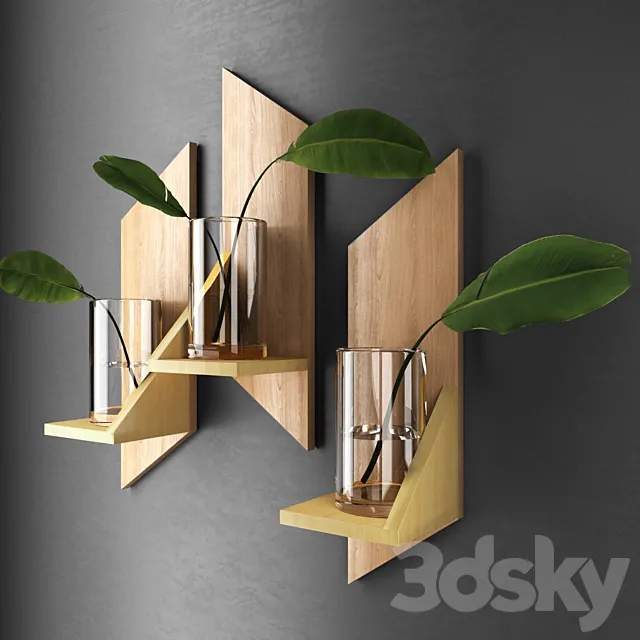 Decorative shelves with sheets 3D Model Decorative shelves with sheets 3D Model