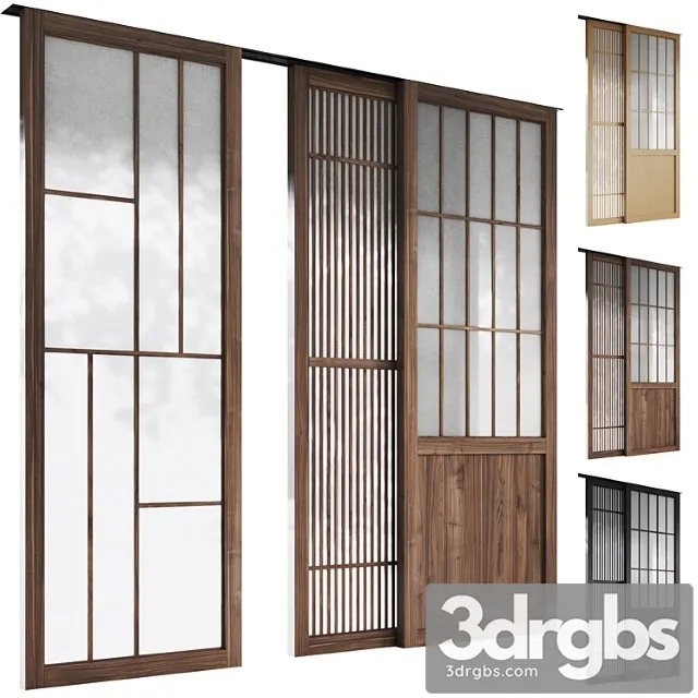 Decorative sliding partition shoji japanese 5 3D Model Download