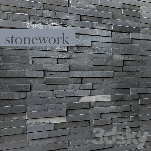Decorative stone. wall decor wild black slate in loft style. tiles 3DModel Decorative stone. wall decor wild black slate in loft style. tiles 3DModel