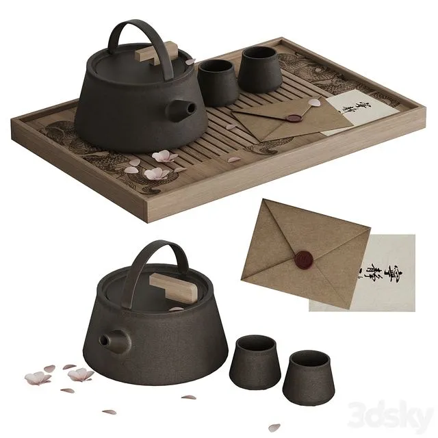 Decorative tea set 01 3D Model