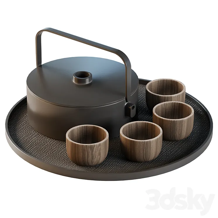Decorative tea set | Japanese tea set 03 3D Model Free Download Decorative tea set | Japanese tea set 03 3D Model Free Download