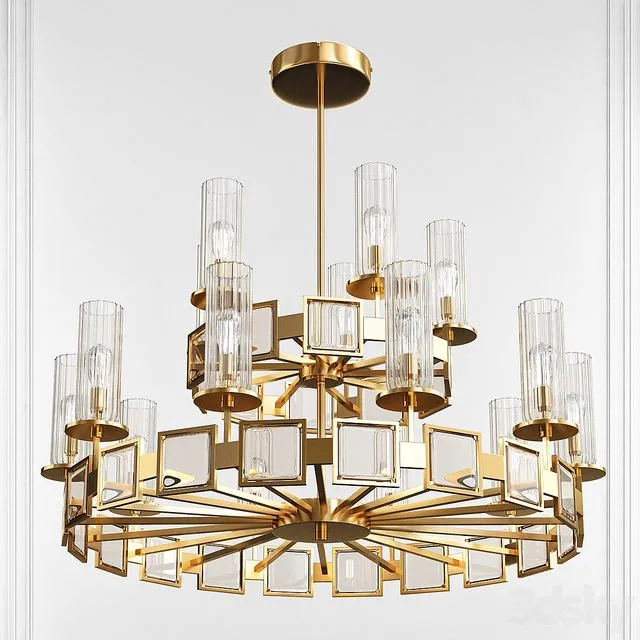 DECORATIVE TIERED GOLD CHANDELIER 3D Model DECORATIVE TIERED GOLD CHANDELIER 3D Model