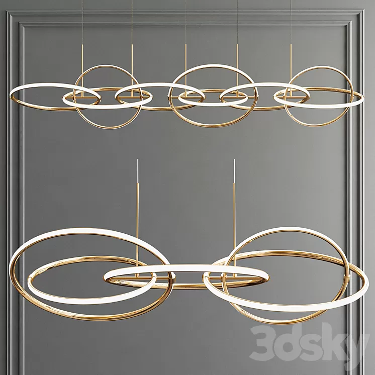 Decorative Two Types Ring Chandelier 3D Model