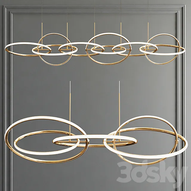 Decorative Two Types Ring Chandelier 3DModel