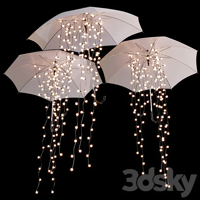 Decorative umbrellas with garlands 3D Model Decorative umbrellas with garlands 3D Model