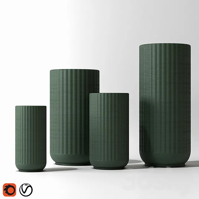 decorative vase set 001 3DModel