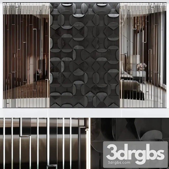 Decorative volumetric wall panel mid century modern black. 3D Model Download Decorative volumetric wall panel mid century modern black. 3D Model Download