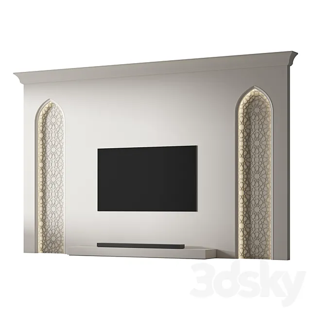 Decorative wall 02 TV Arabic wall 3D Model