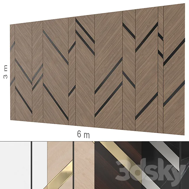 Decorative wall 267. (5 materials) 3D Model