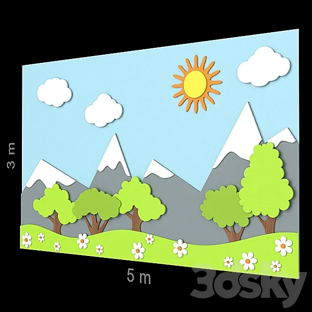 Decorative wall for the nursery 69. 3D Model