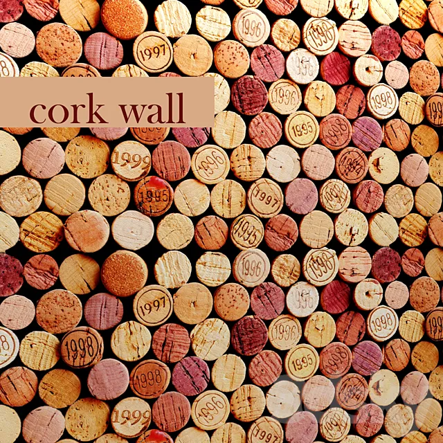 Decorative wall made of wine corks. 3D Model Decorative wall made of wine corks. 3D Model