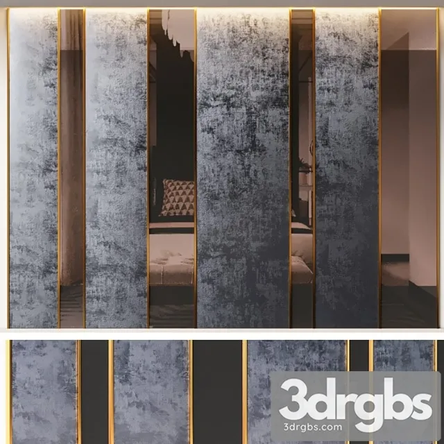 Decorative wall panel blue corduroy brass and glass 3D Model Download Decorative wall panel blue corduroy brass and glass 3D Model Download