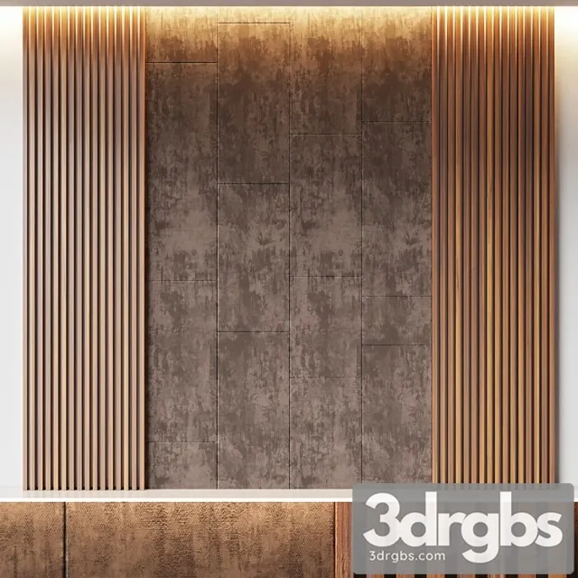 Decorative wall panel made of oak battens and beige velveteen 3D Model Download Decorative wall panel made of oak battens and beige velveteen 3D Model Download