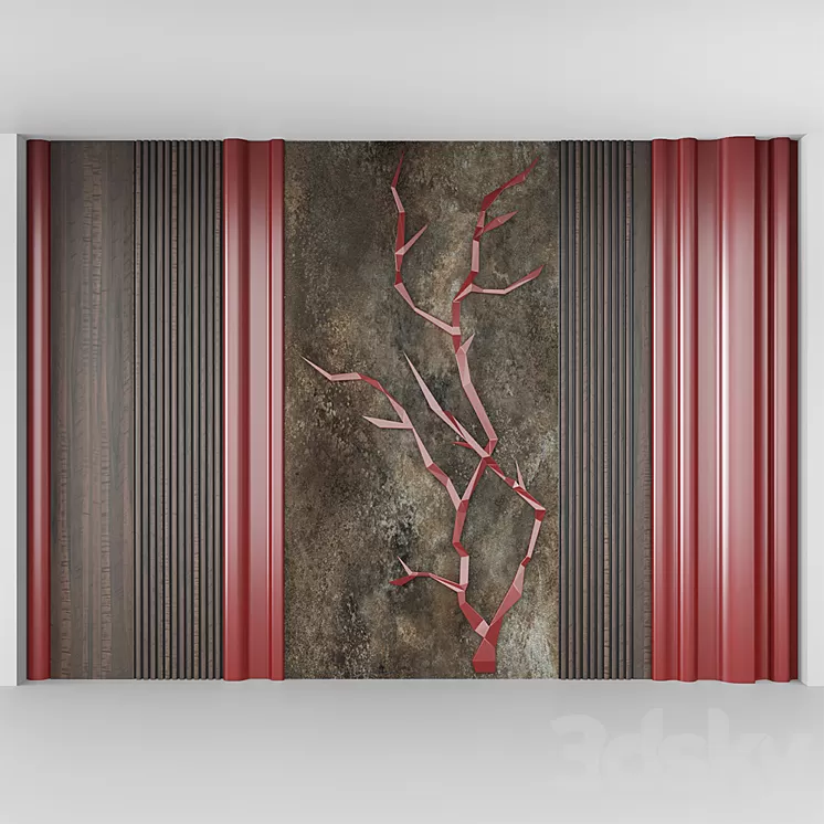 decorative wall red 3D Model decorative wall red 3D Model